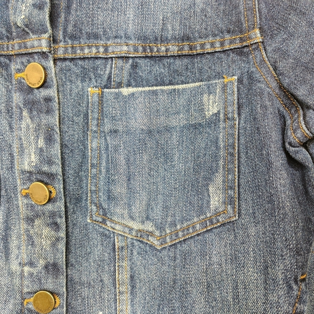 Who What Wear Denim Jacket Womenâs Small Raw Hem Button Front Blue - Picture 7 of 12